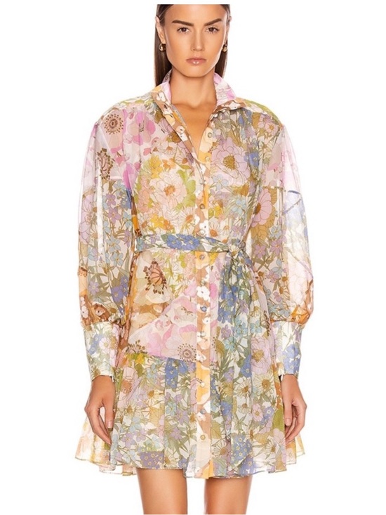 Zimmermann Dresses & Skirts - Zimmermann Pastel Floral Mini Dress in Pink, Yellow, Blue and Green